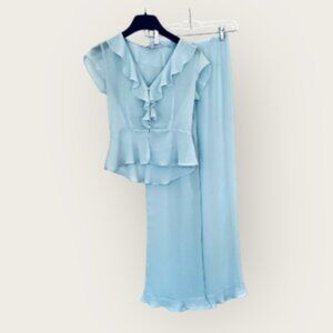 Victoria's Secret Vintage Sheer Blue Pajamas Flirty Cottagecore Feminine XS